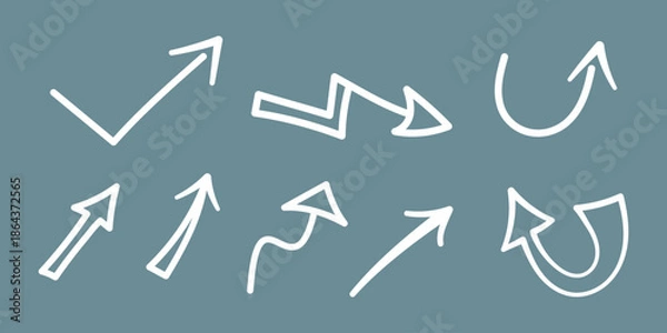 Obraz Vector Hand Drawn White Arrow Icon Set