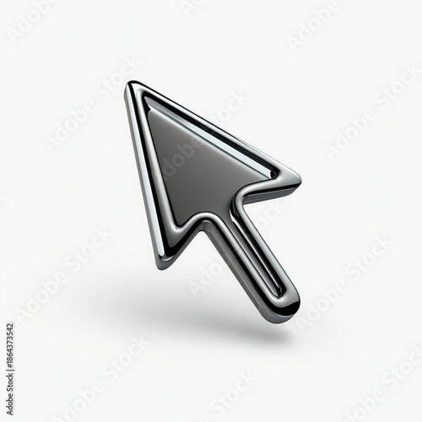 Obraz Shiny 3D Chrome Mouse Cursor Arrow Pointer Click