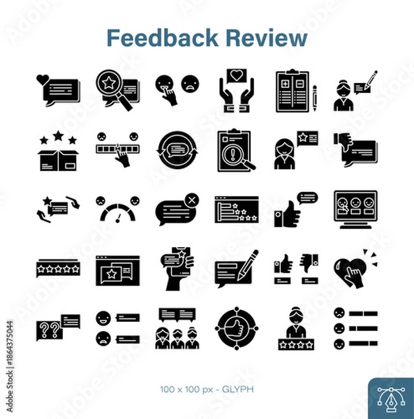 Obraz Feedback Review Glyph Icon Vector Set