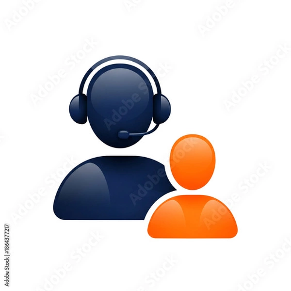 Obraz Customer support icon with headset and user figures