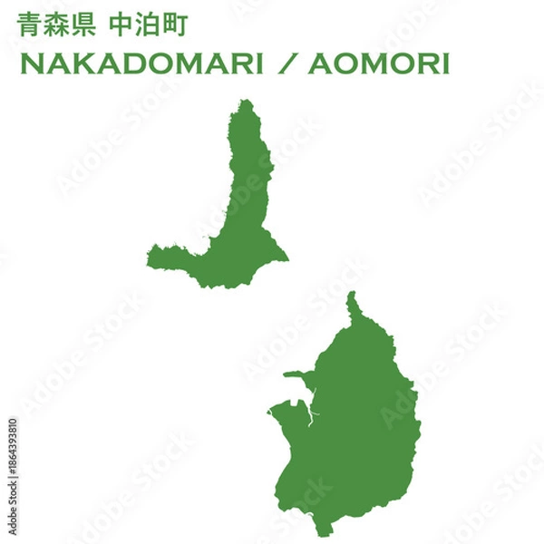 Fototapeta イラスト素材：日本地図　青森県中泊町ベクターイラストマップ	
