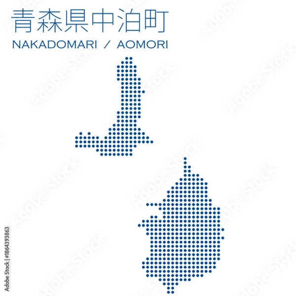 Fototapeta イラスト素材：日本地図　青森県中泊町ベクターイラストマップ	
