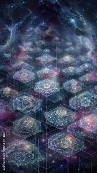 Obraz Abstract Digital Space Cubes In Galaxy