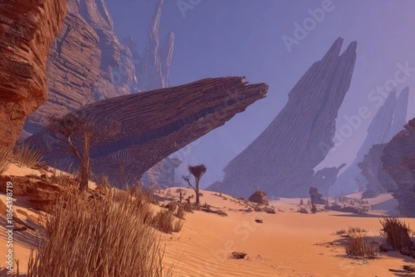 Obraz Pixelated Desert Landscape With Reddish Rocks