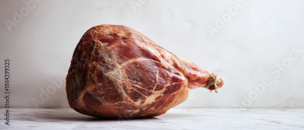 Obraz Bone-in ham slice on white background