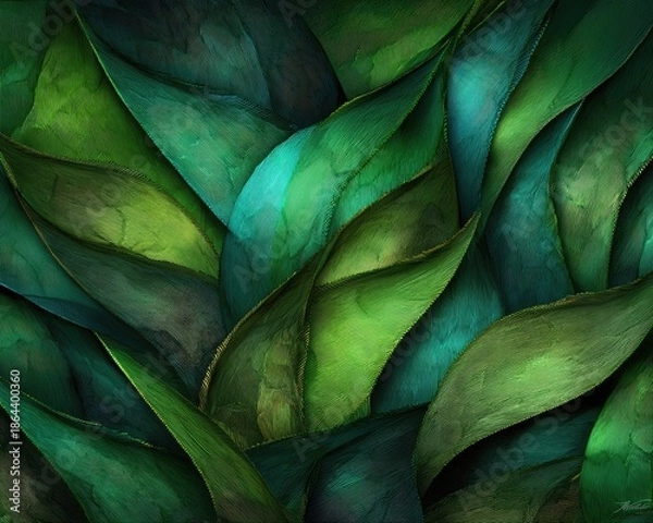 Fototapeta Abstract Green Teal Leaves Pattern Background