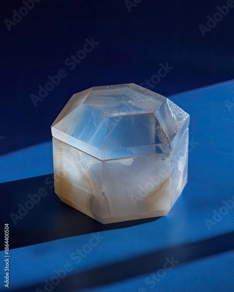 Fototapeta Octagonal Agate Box On Blue Background