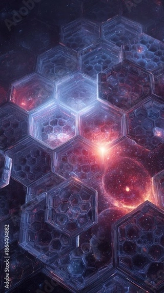 Obraz Abstract Geometric Hexagon Structures In Space