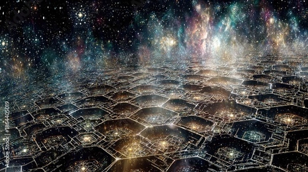 Obraz Galactic Cityscape Aerial View