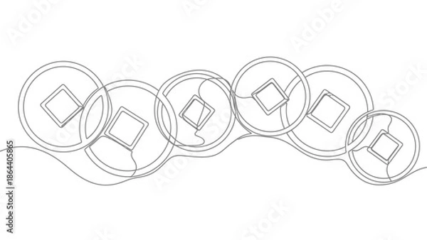 Fototapeta connected bubbles with squares inside