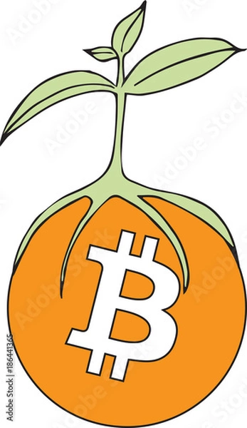 Obraz bitcoin with plant
