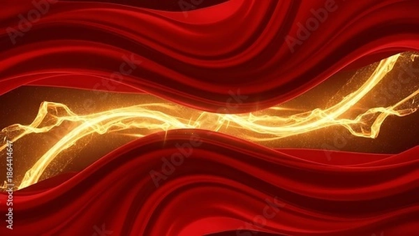 Obraz Electricity Spark on Red Wavy Background.