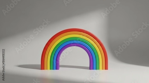 Obraz Minimalist 3D Rainbow Object on White Studio Background with Soft Shadows
