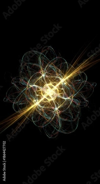 Obraz Dynamic visualization of abstract energy waves creating a complex, flowing resonant pattern background in deep colors, harmonic, pattern, deep