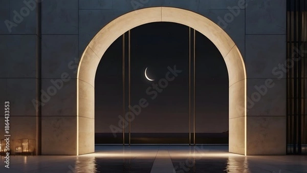 Fototapeta Minimal Islamic Arch Interior