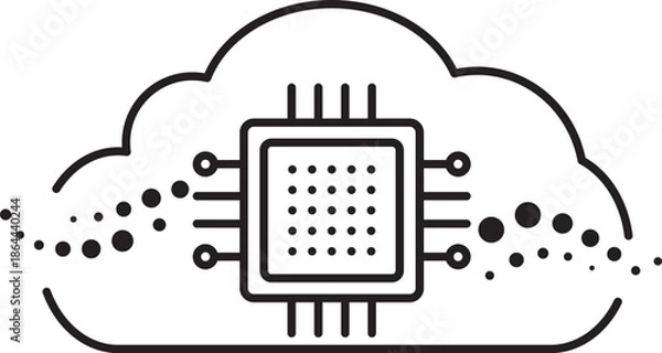 Obraz Black cloud with integrated microchip symbolizing cloud computing data processing networking and technology services