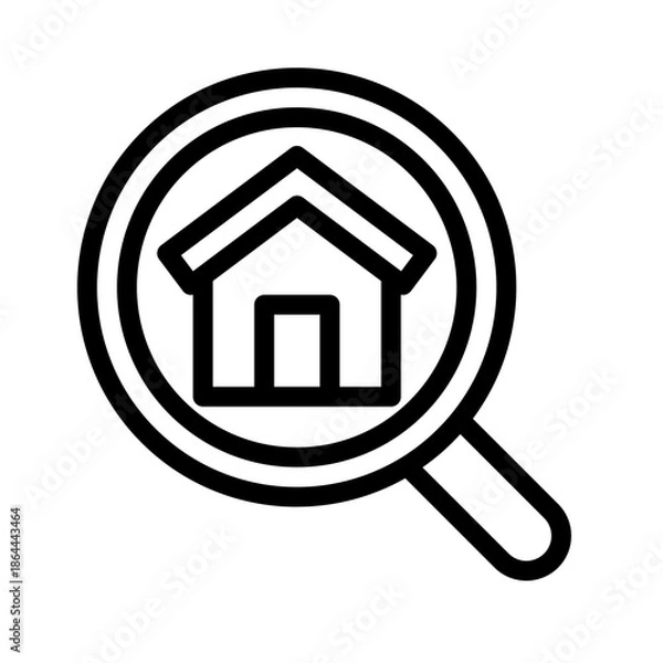 Obraz 부동산 아웃라인 아이콘. 주택 검색