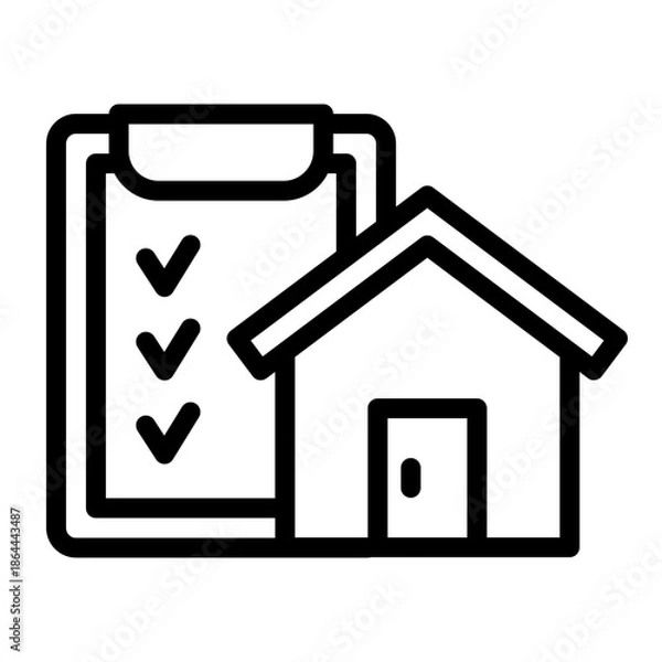 Obraz 부동산 아웃라인 아이콘. 매물 체크리스트