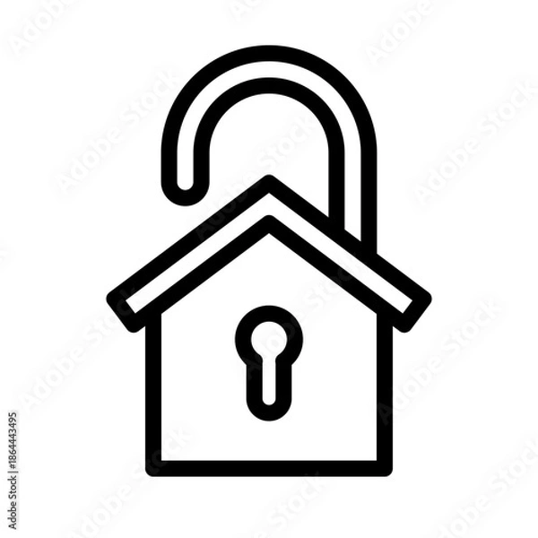 Obraz 부동산 아웃라인 아이콘. 보안 주택