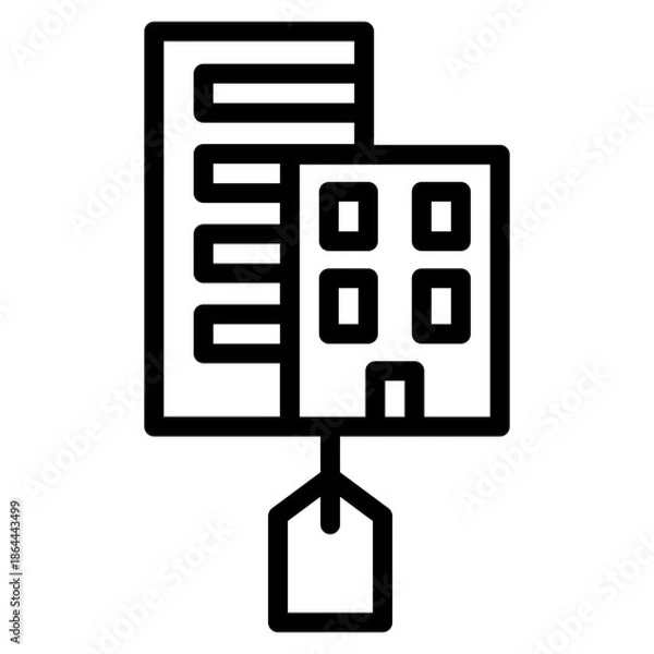 Obraz 부동산 아웃라인 아이콘. 아파트 가격