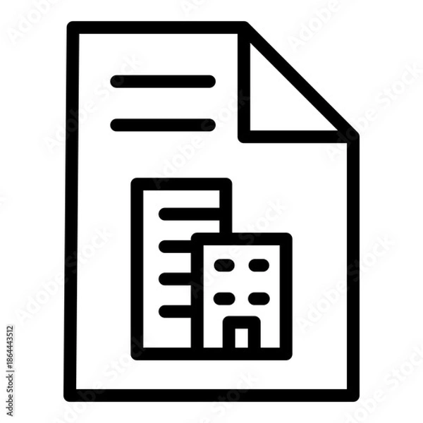 Fototapeta 부동산 아웃라인 아이콘. 부동산 계약서