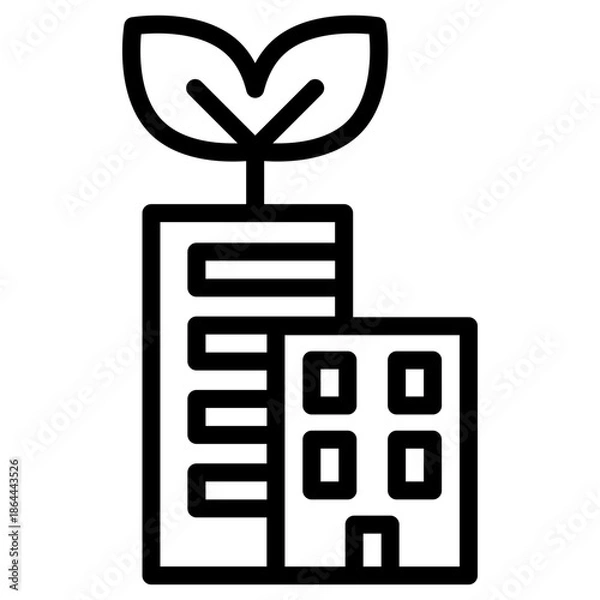 Obraz 부동산 아웃라인 아이콘. 친환경 아파트