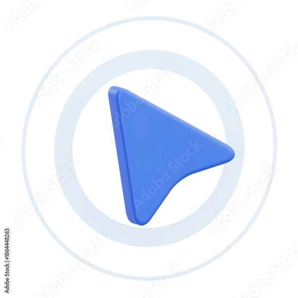 Obraz Blue Mouse Cursor with Ripple Effect Representing Click Action 3D Icon