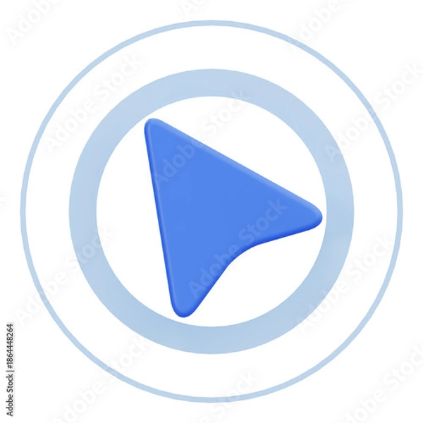 Obraz Blue Mouse Cursor with Ripple Effect Representing Click Action 3D Icon