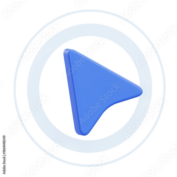 Obraz Blue Mouse Cursor Arrow Inside Circle for Selection Concept 3D Icon