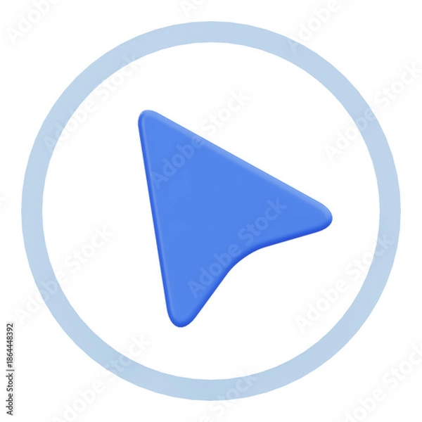Obraz Blue Mouse Cursor Arrow Inside Circle for Selection Concept 3D Icon