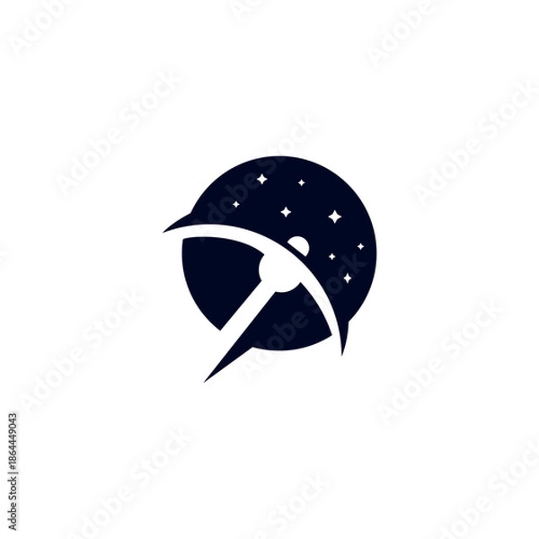 Obraz Mining logo with starry sky background in flat design style