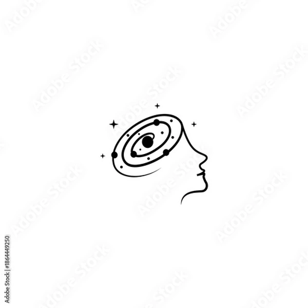 Obraz human head logo with galaxy elements inside