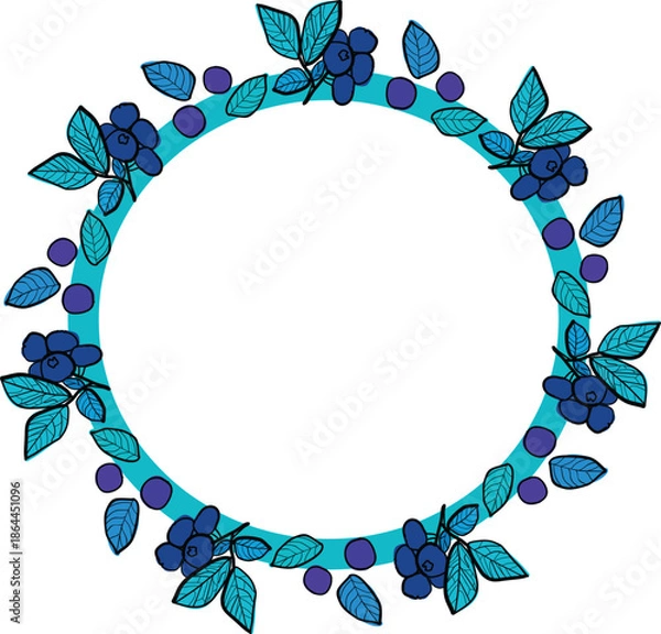 Obraz Blueberry Circle Frame with Decorative Border