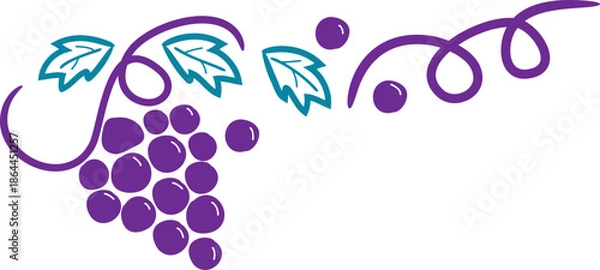 Obraz Red Grape Bunch with Stem Illustration