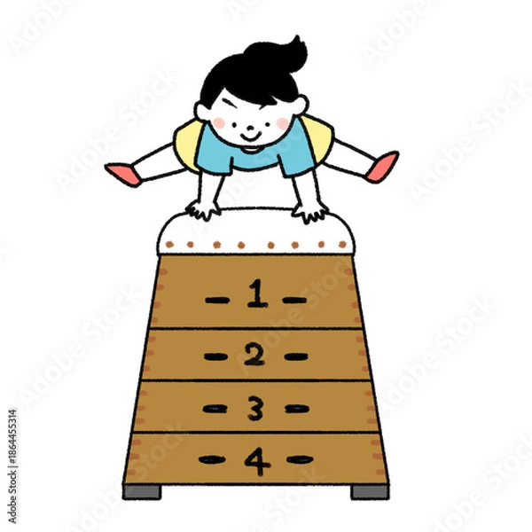 Obraz 跳び箱を飛ぶ女の子のイラスト