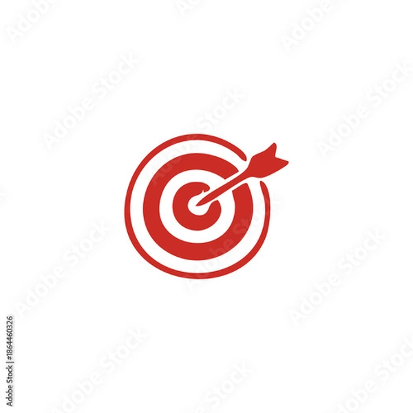 Obraz Red Target Icon with Arrow Hit