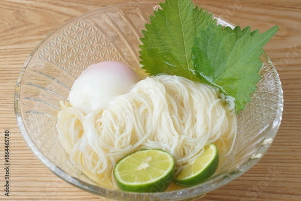 Obraz ゆずソーメンと温泉卵
