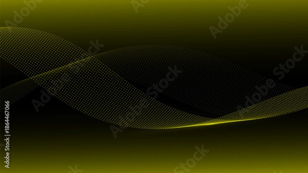 Obraz Abstract concept yellow dots lines wave dynamic particle pattern on background.