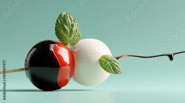 Obraz cherry tomato, and basil leaf