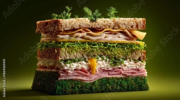 Obraz sandwich with tiny lettuce fragment