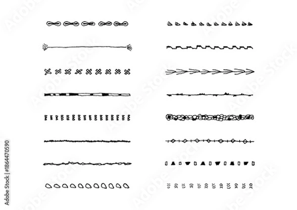 Obraz ナチュラルでシンプルな手描きのラインセット6