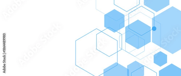 Fototapeta Vector Abstract Blue Minimal Hexagonal Geometric Technology Background