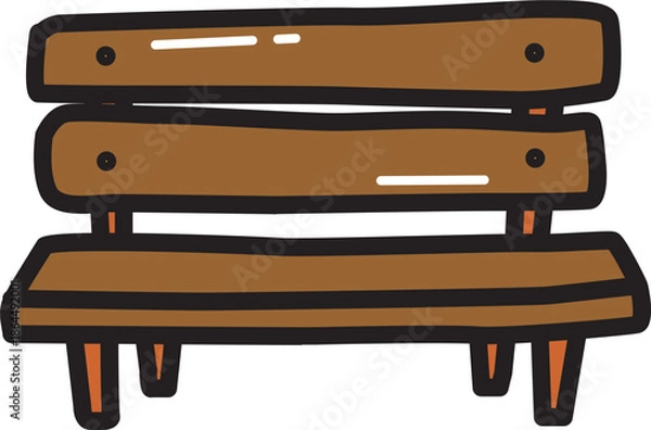 Obraz Park bench with outline illustration