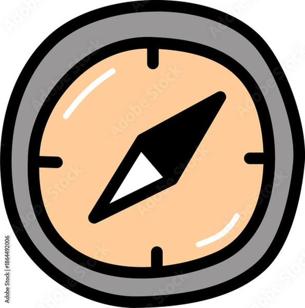 Obraz Compass with outline illustration