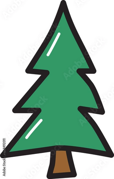 Obraz Pine with outline illustration