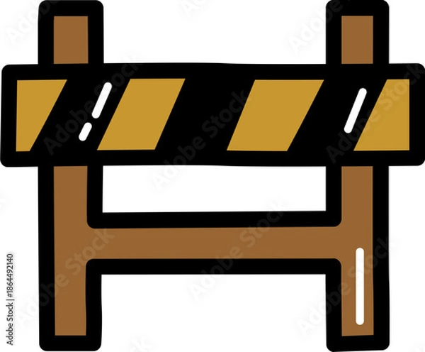 Obraz Construction roadblock with outline illustration