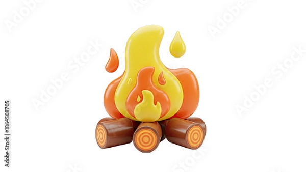 Obraz Stylized 3D Campfire Illustration