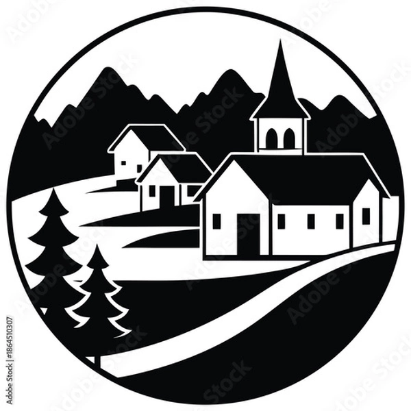 Obraz village scene vector