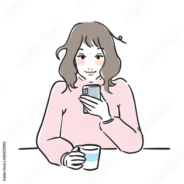 Obraz 寝起きの可愛い女性上半身