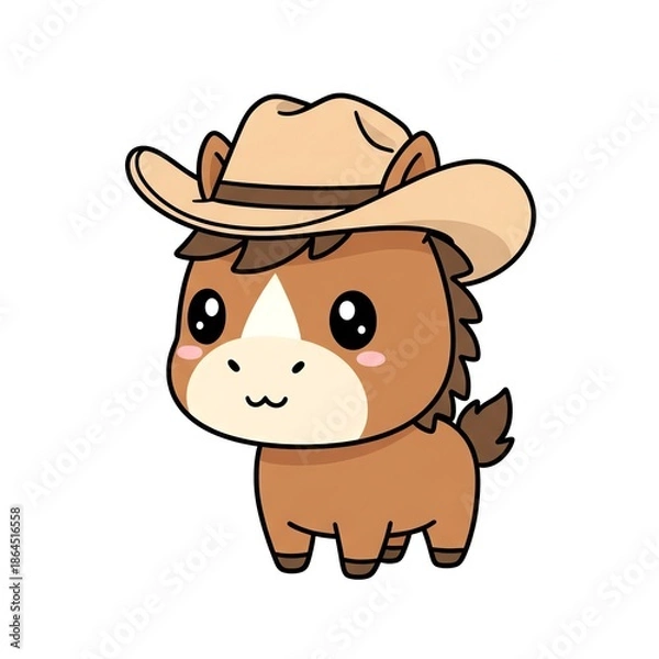 Obraz Cute Cowboy Horse Cartoon.